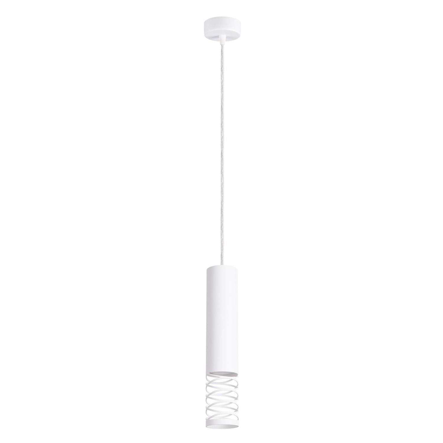 Suspension Lami tube ajouré acier blanc GU10, tube d'acier blanc ajouré