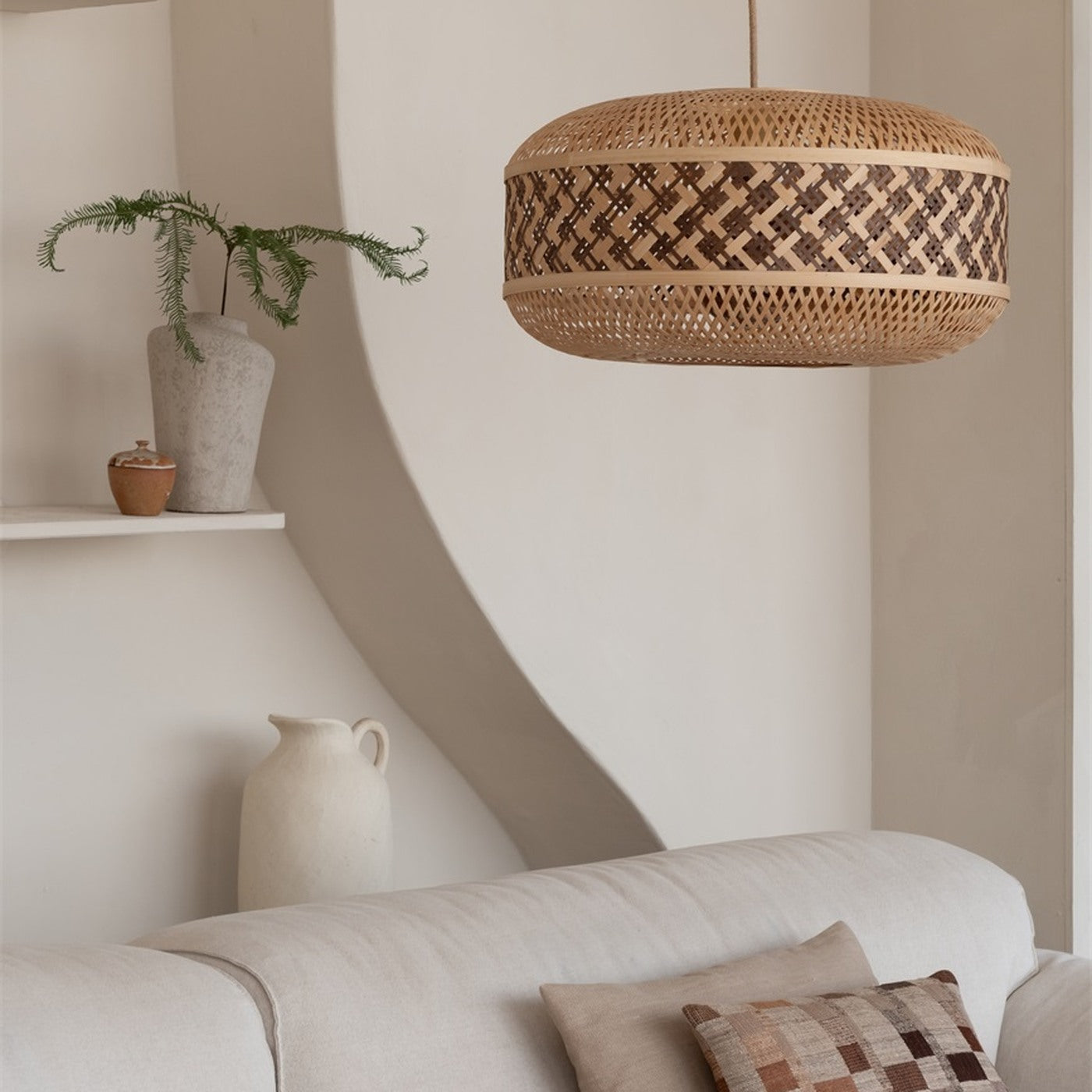 Suspension Langkawi bambou naturel et brun 50 cm E27, vue 2