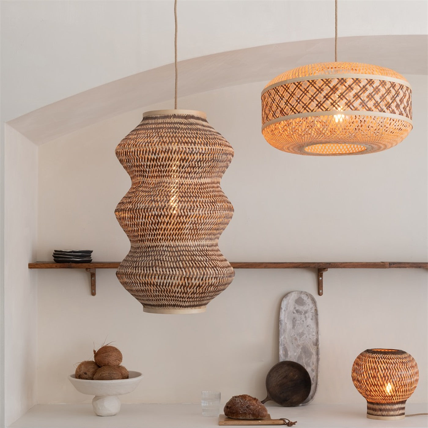 Suspension Langkawi bambou naturel et brun 50 cm E27, vue 9