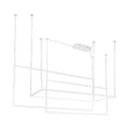 Suspension LED Geometric blanche à trois cadres rectangulaires croisés suspendus à des câbles fins sous leur boîtier plafond