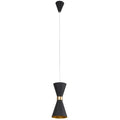 Suspension Cornet noire en diabolo avec anneau doré intérieur doré et rosace conique