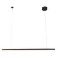 Suspension LED linéaire Trio I noire barre horizontale suspendue à deux câbles fins sous sa rosace et son boîtier rond