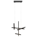 Suspension LED Soho noire vue d'ensemble avec sa rosace rectangulaire et ses deux câbles