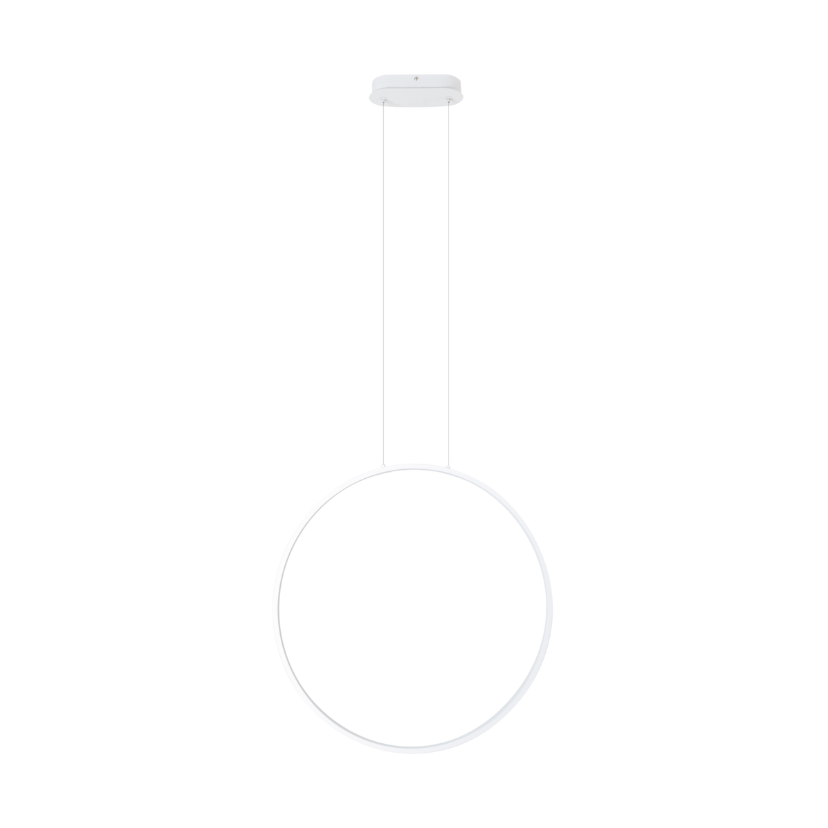 Suspension Visual anneau vertical Métal blanc 60 cm avec ses deux câbles et sa rosace ovale