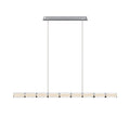 Suspension linéaire Love tube d'acrylique effet glace bagué de métal chromé sous sa rosace rectangulaire chromée