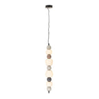 Suspension Modern détourée pendue à la verticale par une extrémité sous sa rosace ronde noire