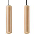 Suspension Lino 2 en bois massif, deux tubes cylindriques