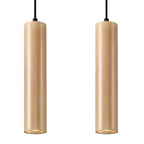 Suspension Lino 2 en bois massif, deux tubes cylindriques