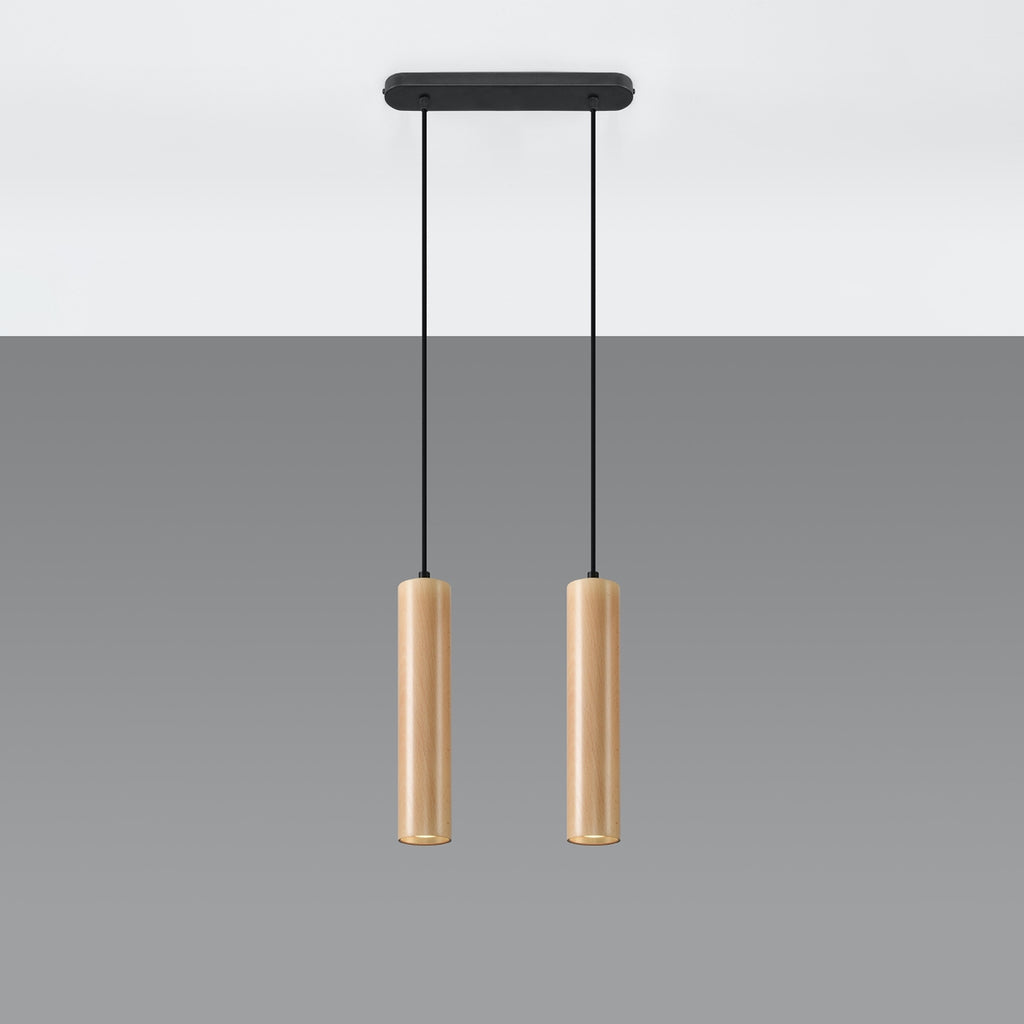 Suspension Lino 2 en bois installée au plafond