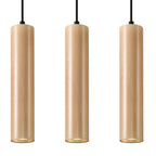 Suspension Lino 3 en bois massif, trois tubes cylindriques