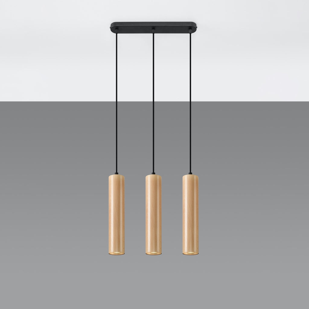 Suspension Lino 3 en bois installée au plafond