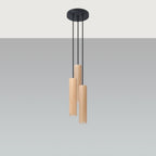 Suspension Lino 3 en grappe bois naturel, détail