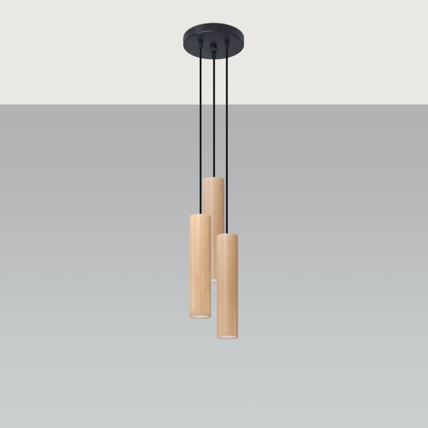 Suspension Lino 3 en grappe bois naturel, détail