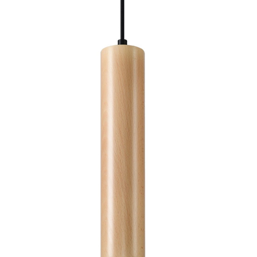 Suspension Lino en bois massif, tube cylindrique