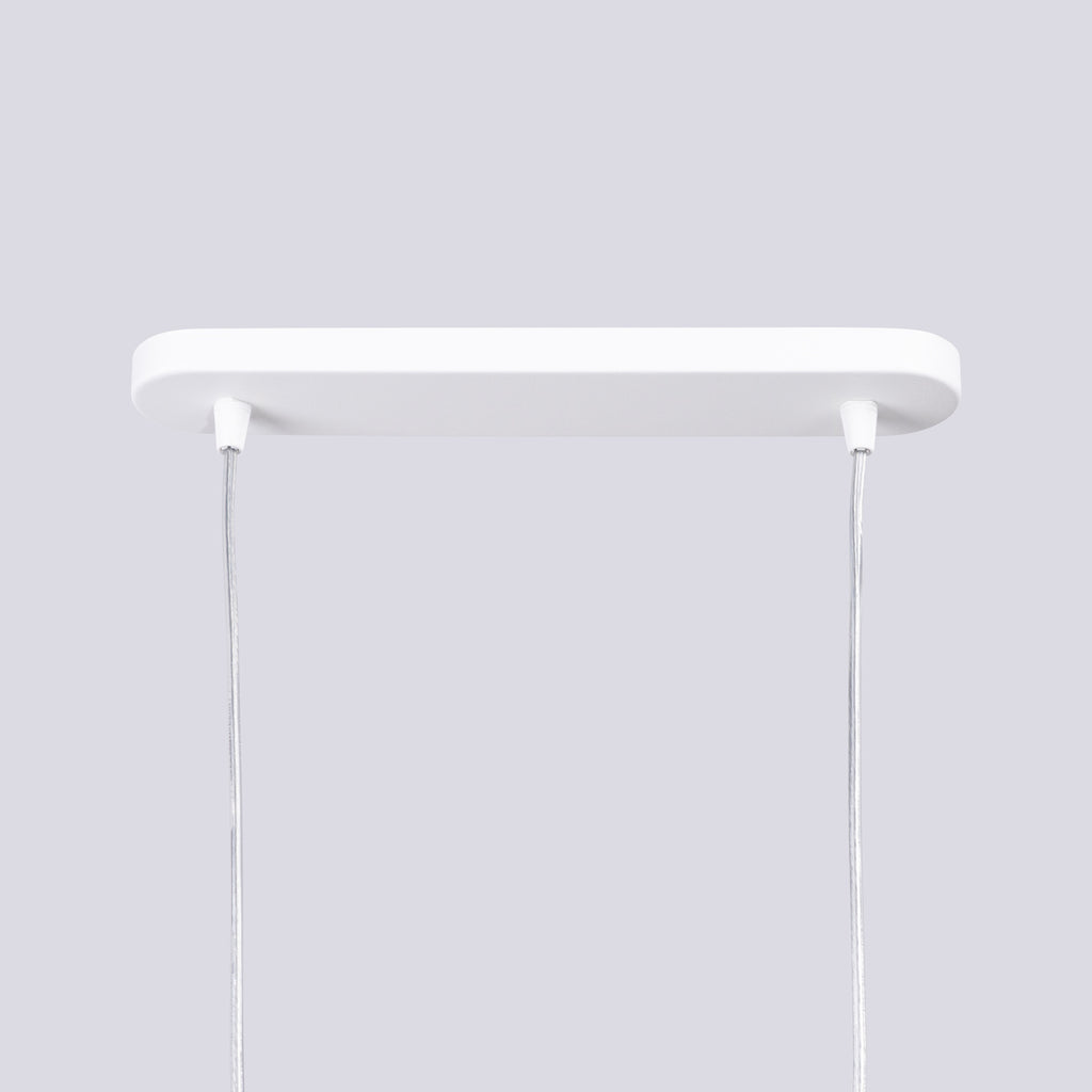 Suspension Liro 2 tubes ajourés acier blanc GU10, gros plan