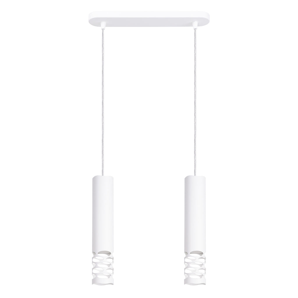 Suspension Liro 2 tubes ajourés acier blanc GU10, tube d'acier blanc ajouré
