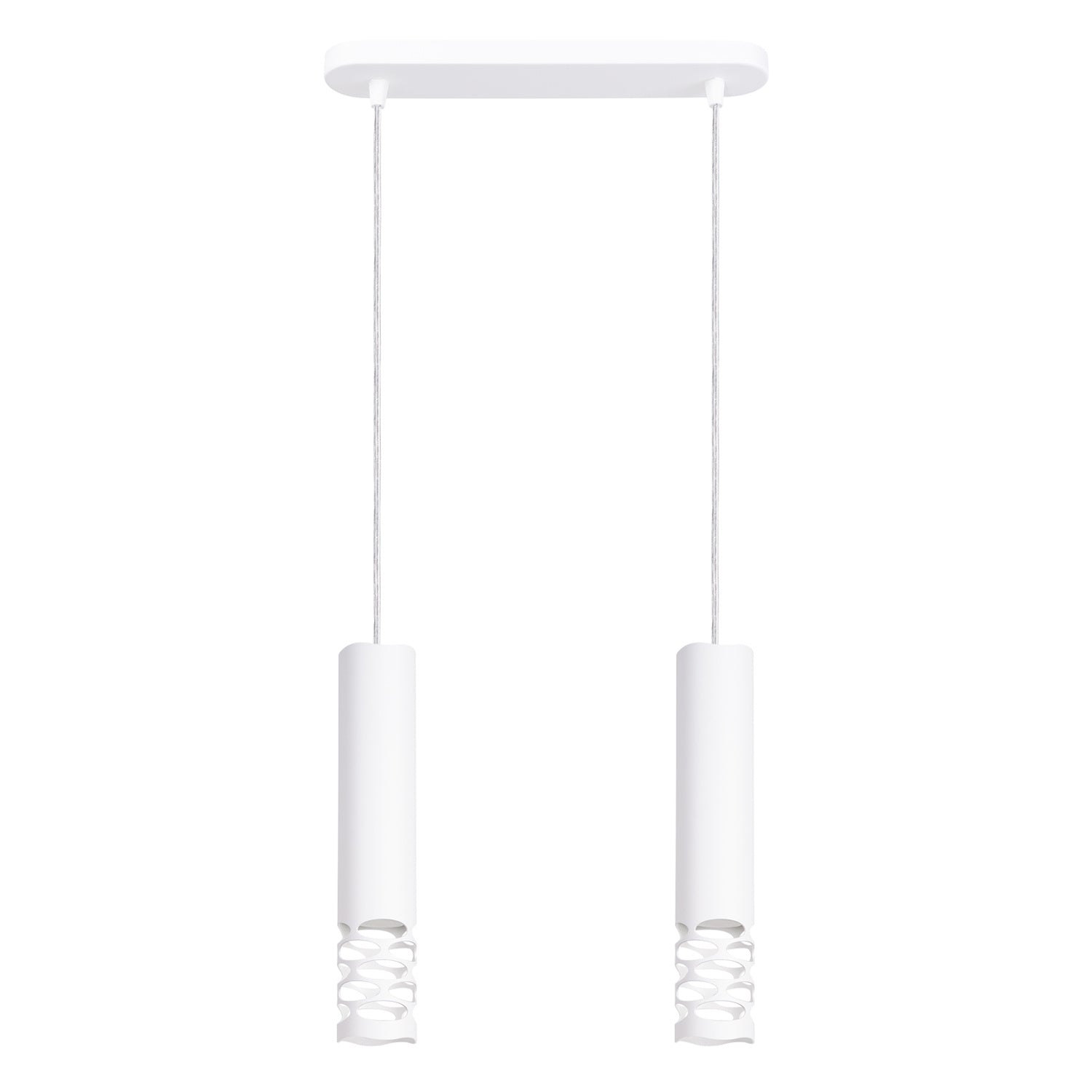Suspension Liro 2 tubes ajourés acier blanc GU10, tube d'acier blanc ajouré