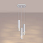 Suspension Liro 3 tubes ajourés en grappe acier blanc GU10 allumé