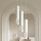 Suspension Liro 3 tubes ajourés en grappe acier blanc GU10 en situation