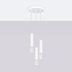 Suspension Liro 3 tubes ajourés en grappe acier blanc GU10 de profil