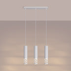Suspension Liro 3 tubes ajourés en ligne acier blanc GU10 allumé