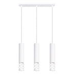 Suspension Liro 3 tubes ajourés en ligne acier blanc GU10, tube d'acier blanc ajouré