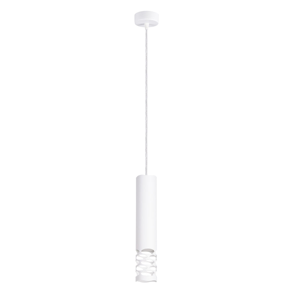 Suspension Liro tube ajouré acier blanc GU10, tube d'acier blanc ajouré