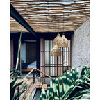 Abat-jour de suspension Lobster Trap en rotin naturel 50 cm, vue 3