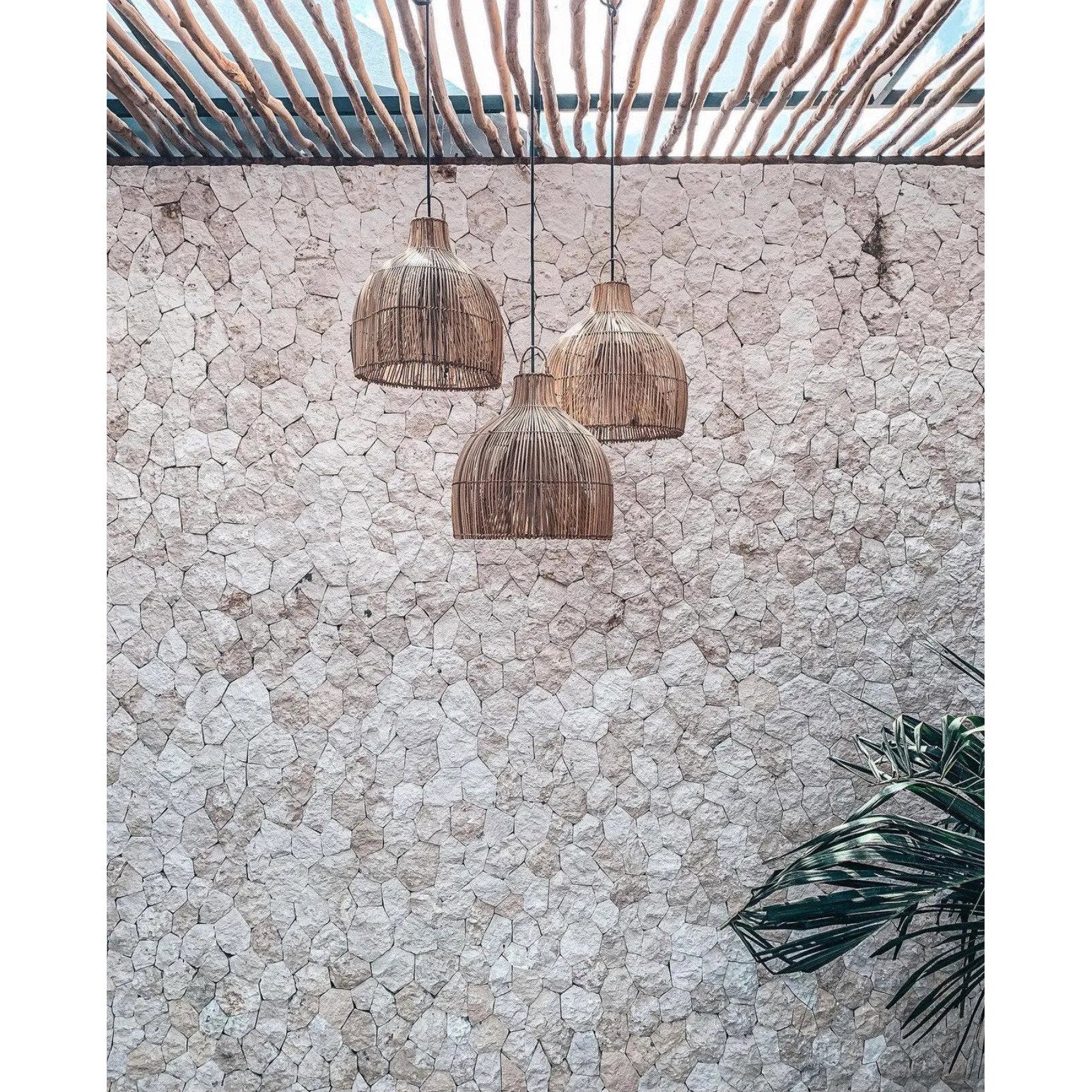 Abat-jour de suspension Lobster Trap en rotin naturel 50 cm, vue 4