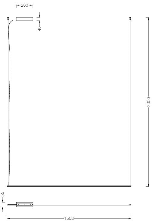 Dimensions Suspension Longi 150 cm noire