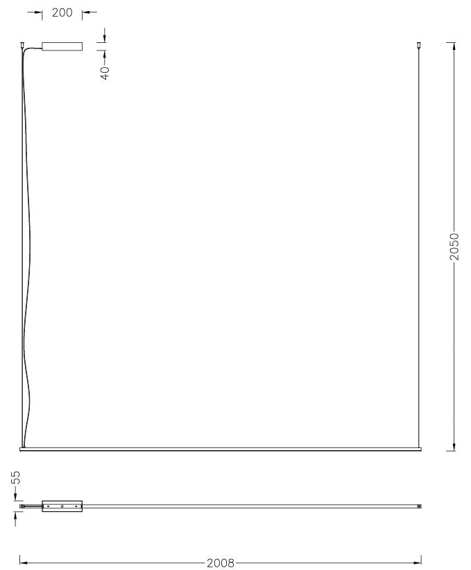 Dimensions Suspension Longi 200 cm noire