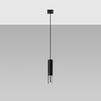Suspension Loopez 1 acier noir et chrome, détail de l'embout chromé brillant