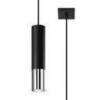Suspension Loopez 1 acier noir et chrome, tube à embout chromé