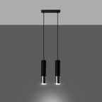Suspension Loopez 2 acier noir et chrome allumé, faisceaux dirigés