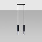 Suspension Loopez 2 acier noir et chrome, détail de l'embout chromé brillant