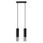 Suspension Loopez 2 acier noir et chrome, tube à embout chromé