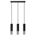 Suspension Loopez 3 en ligne acier noir et chrome, tube à embout chromé