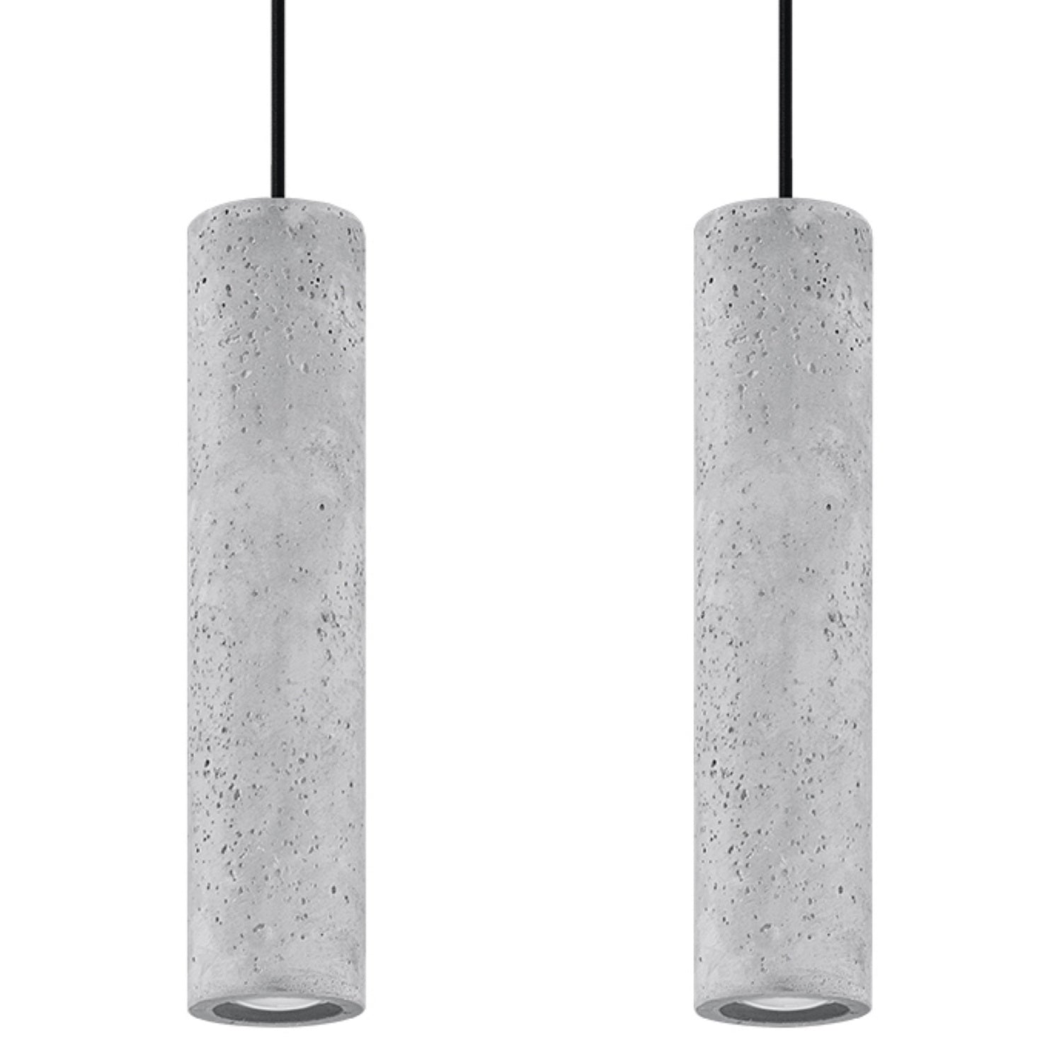 Suspension Luvo 2 en béton gris, deux tubes, tube GU10