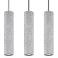 Suspension Luvo 3 en béton gris, trois tubes, tube GU10