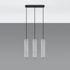Suspension Luvo 3 en béton gris, trois tubes suspendue au plafond