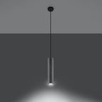 Suspension Luvo en béton gris allumée, faisceau GU10 dirigé vers le bas