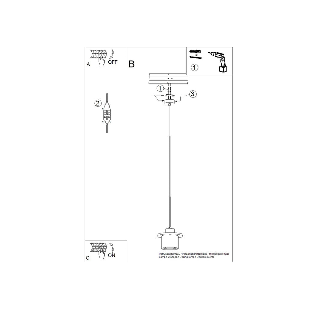 Notice de montage : Suspension Mab béton et bois E27