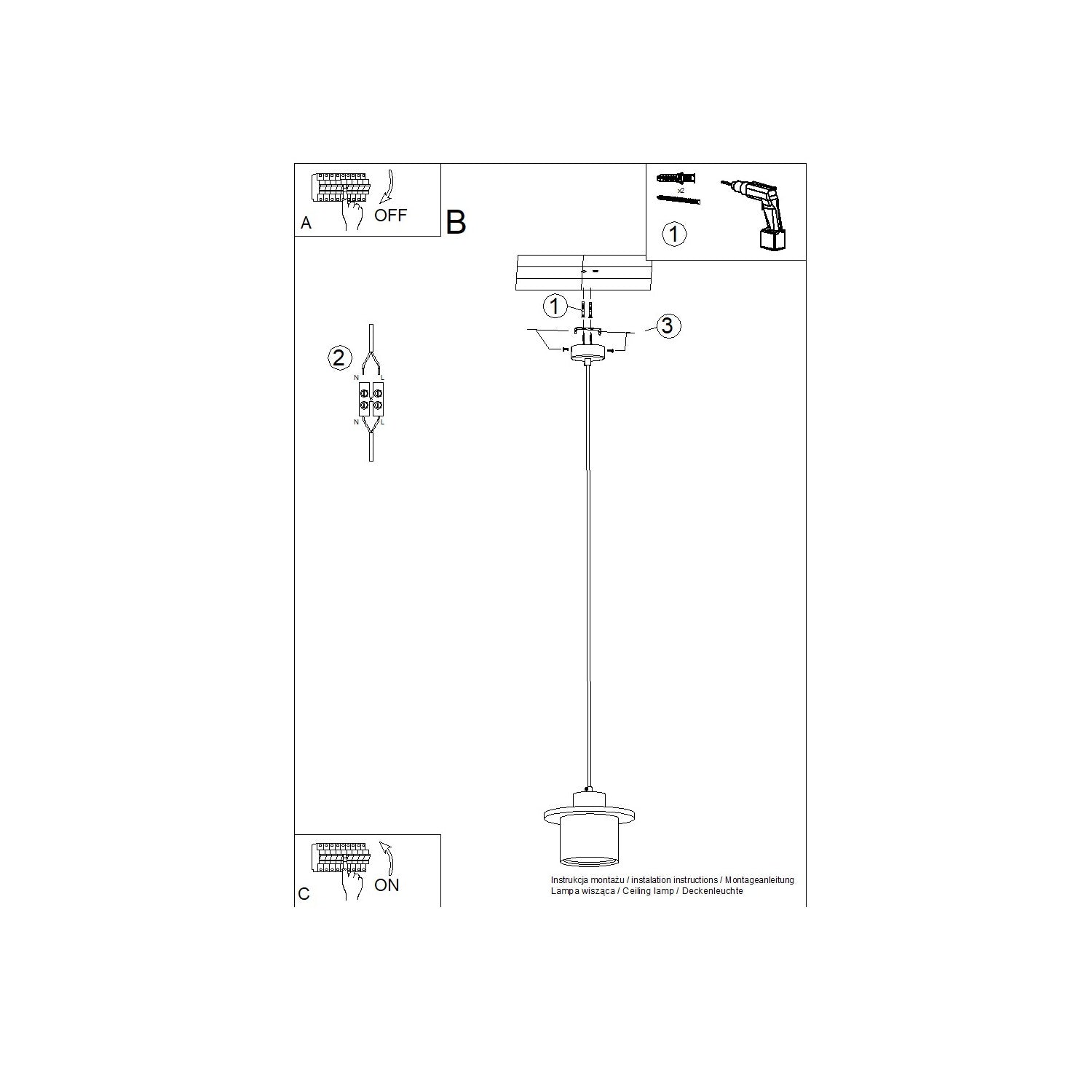 Notice de montage : Suspension Mab béton et bois E27
