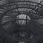 Abat-jour de suspension Macaron en rotin noir 150 cm, vue 4