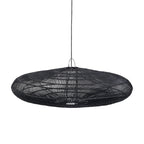 Abat-jour de suspension Macaron en rotin noir 150 cm