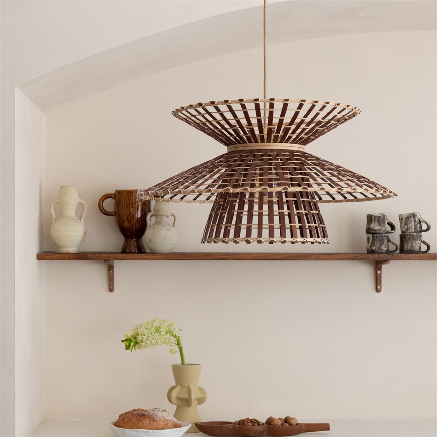 Suspension Machu Picchu bambou naturel et brun 57 cm E27, vue 2