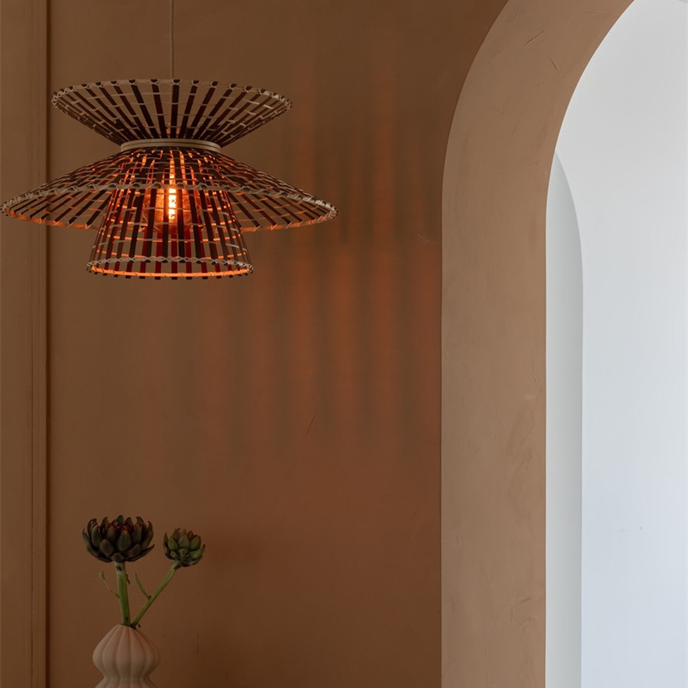 Suspension Machu Picchu bambou naturel et brun 57 cm E27, vue 3