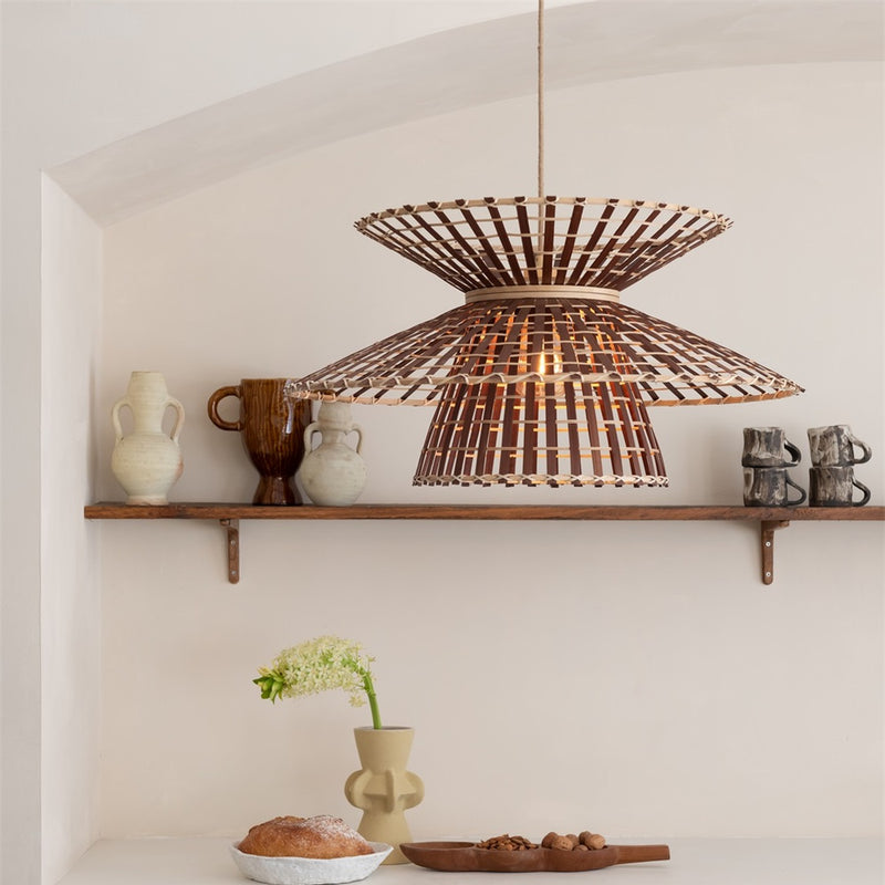 Dimensions Suspension Machu Picchu bambou naturel et brun 57 cm E27