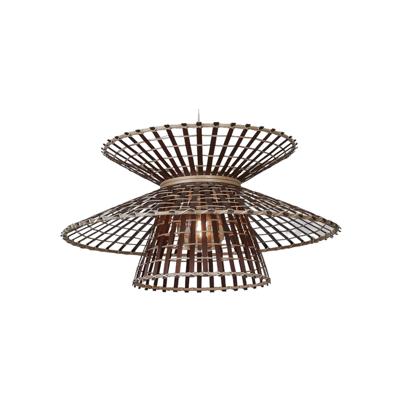 Suspension Machu Picchu bambou naturel et brun 57 cm E27