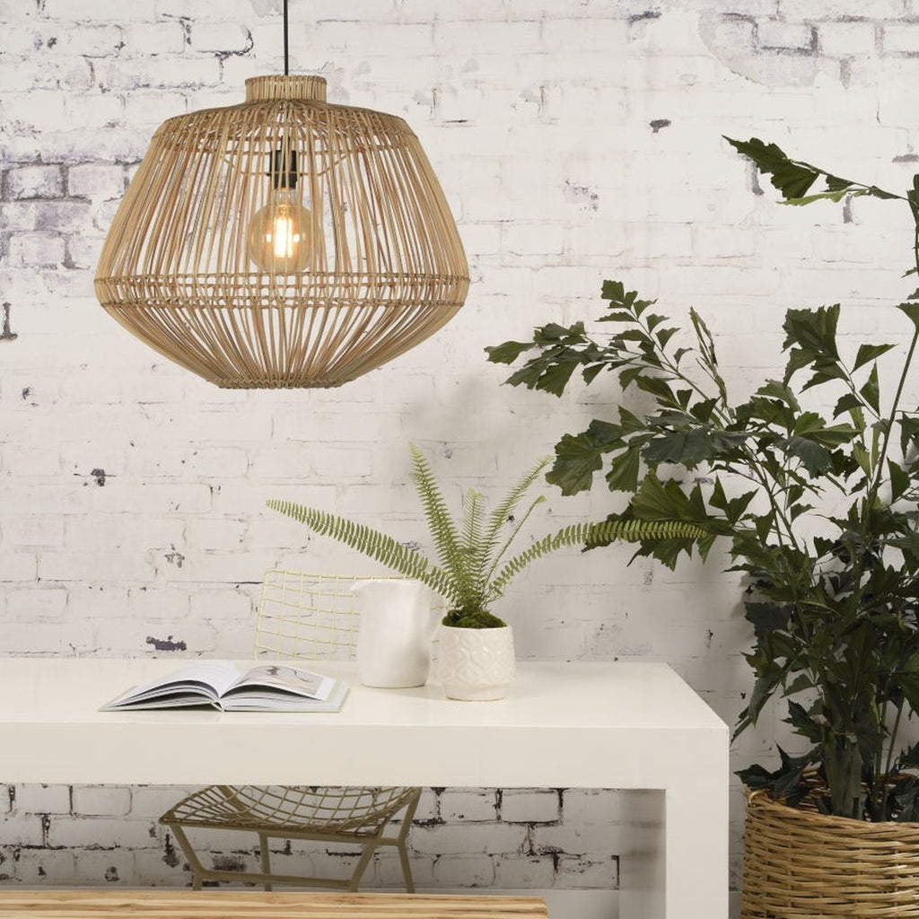 Suspension Madagascar rotin naturel 60 cm E27, vue 2